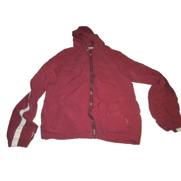 Y2K Sporty Maroon Full Zip Hooded Windbreaker Jacket Aeropostale Small - Picture 2 of 7
